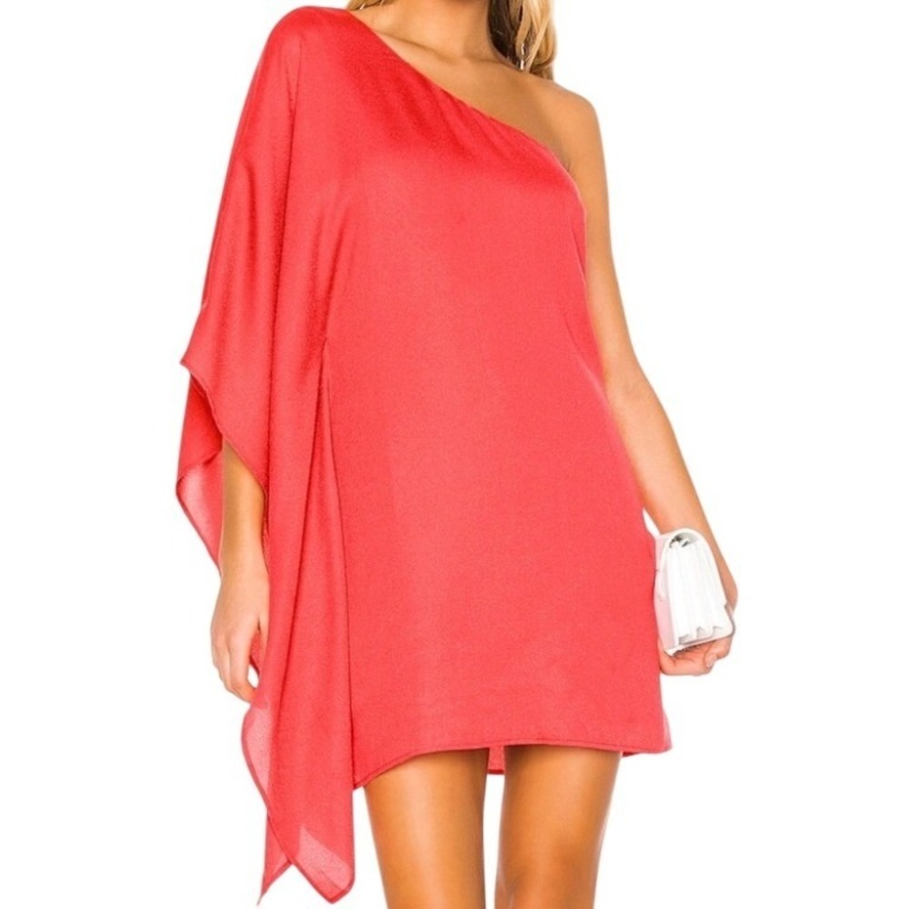 Cupcakes and Cashmere Womens One Shoulder Draped Cape Mini Dress Coral Pink M